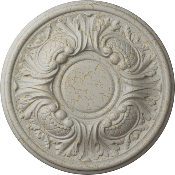 Ekena Millwork Wakefield Ceiling Medallion (Fits Canopies up to 3 5/8"), 11 3/4"OD x 1 1/4"P, Pot of Cream Crackle CM11WAPCC - main